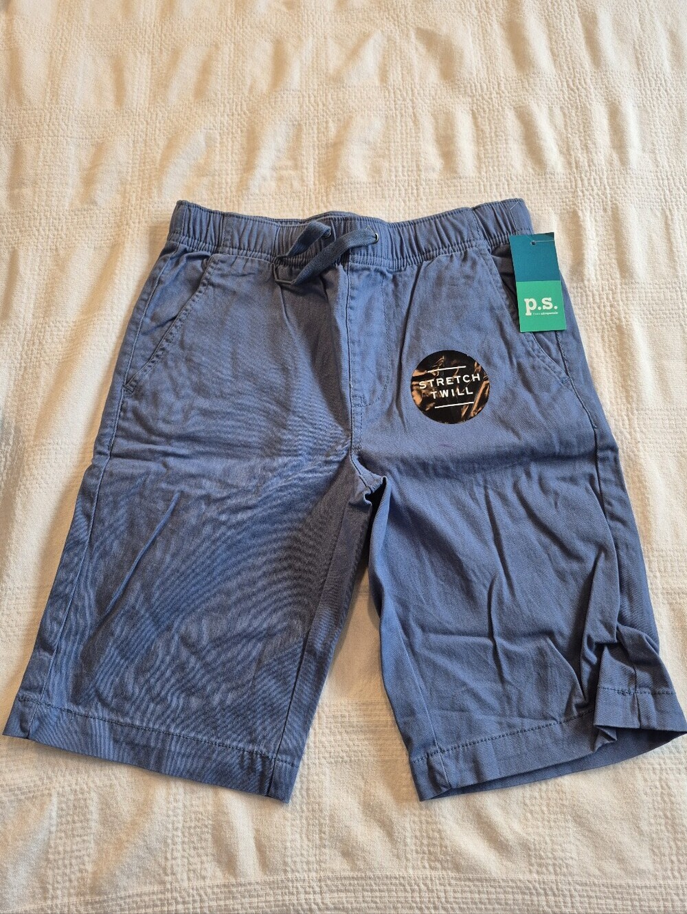 P. S. from Aeropostale boys 10 shorts blue pull on twill shorts 4 pockets NWT
